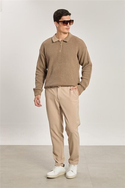 BARRELS AND OIL بنطلون رجالي وورلد بخصر مطاطي - بيج