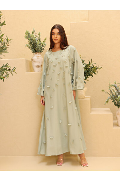 IKKXA Solid 3D Flowers Elegant Jalabiya