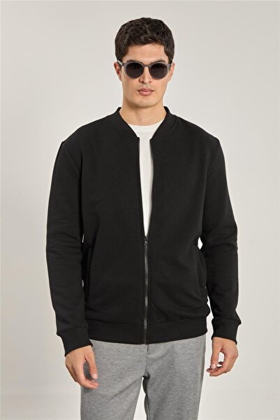 BARRELS AND OIL Men's Zippered Side Pocket Sweatshirt - Black