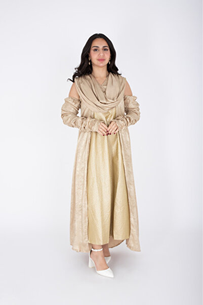 IKKXA Modern 2 piece Cold Shoulder shimmer Fabric Outfit