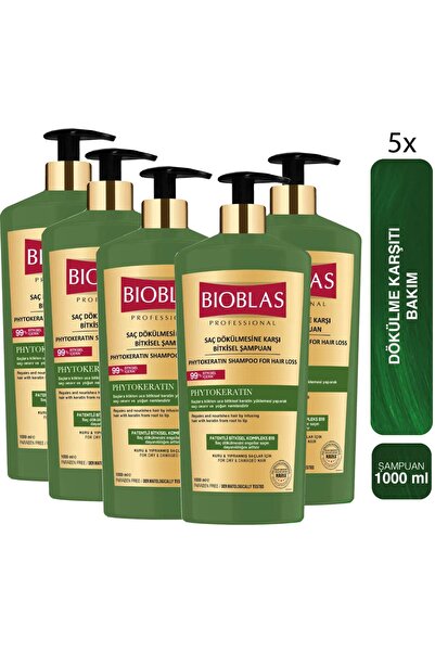Bioblas Onarıcı Bakım Saç Dökülmesine Karşı Phytokeratin Şampuan 1.000 Ml - Keratin Bakım, Yıpranmış 5 Adet
