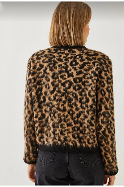 DAMGA Collection Leopard Patterned Knitwear Cardigan