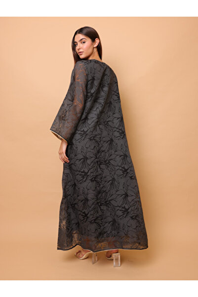 IKKXA Elegant Sequin Floral Applique Jalabiya