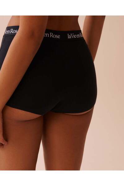 La Vie en Rose Cotton and Logo Elastic Band High Waist Boyleg Panty