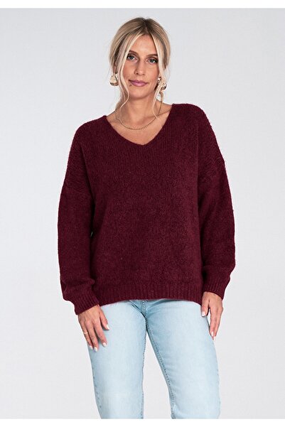 Figl Pulover lejer supradimensionat - Pulover cu decolteu în V - Pulover viși...