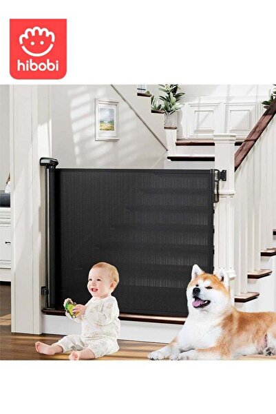 hibobi بوابة أمان قابلة للسحب، ١٥٠×٨٦ سم، بدون قضيب سفلي، تشغيل بيد واحدة مع ...