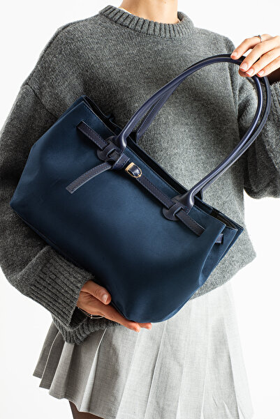 Adox Çanta حقيبة يد وكتف نسائية من الجلد السويدي باللون الأزرق الداكن من موديل فلوريين