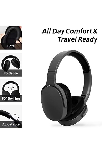 Generic Bluetooth Wireless Over-Ear Headphones with HD Mic & Music Player