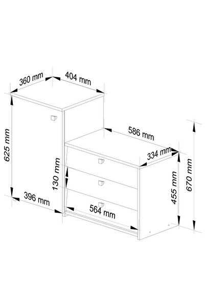 SERSIMO Shoe cabinet S16 with chest of drawers, 3 folding levels, 16 mm laminated , 98x33x67 cm, white