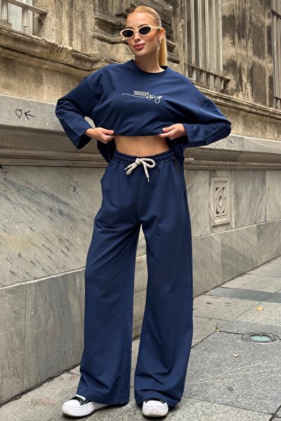 VAGGON Yazı Printed Casual Double Suit with Pocket Detail