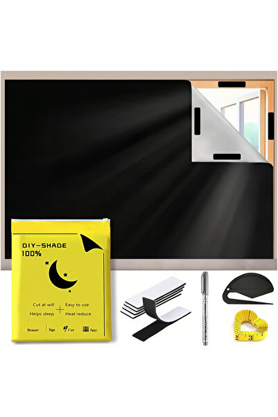 Arabest Shade for Bedroom Window -100% Blackout Window Cover Film Portable Easy Cut to Size（1.45x2m）