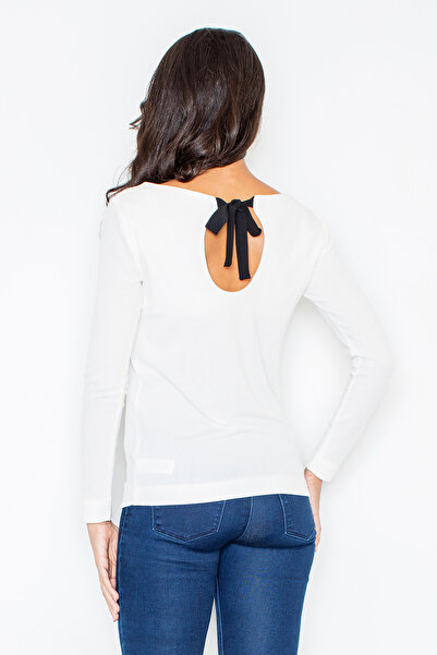 Figl Women's sweater with boat neck and knot at the back - Ecru M244 size XL