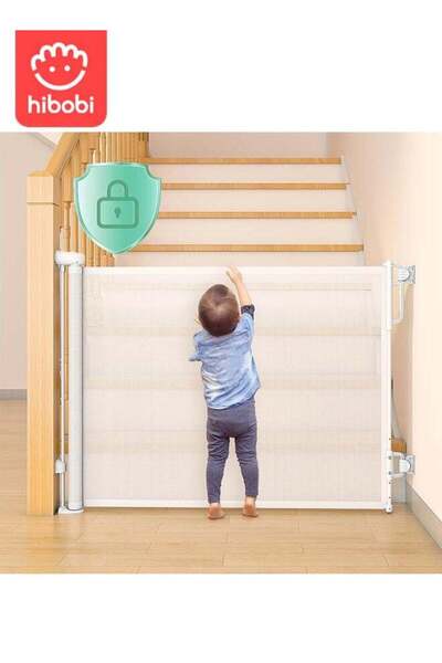 hibobi بوابة أمان قابلة للسحب، ١٥٠×٨٦ سم، بدون قضيب سفلي، تشغيل بيد واحدة مع ...