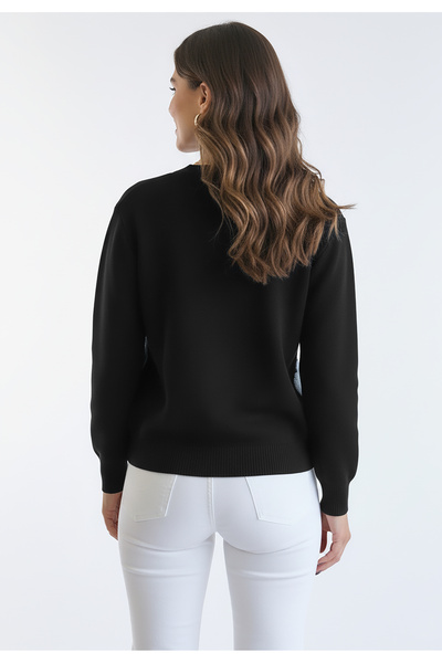 Figl 3D floral cardigan - Short cardigan sweater - Black cardigan M1275 size S