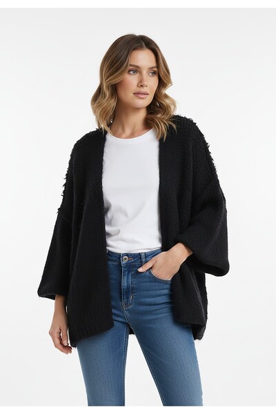 Figl Women's lightweight and long cardigan - Black sweater cardigan M1264 size XL