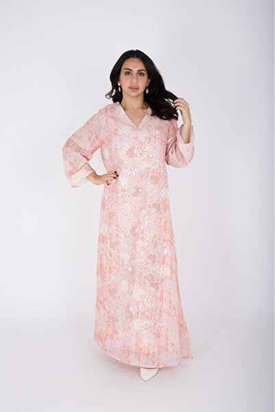 IKKXA Geometric Design Crystal Embroidery Jalabiya