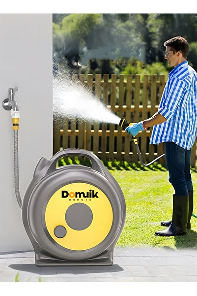 Domuik Mounted Portable Hose Reel with Spray Gun Retractable, Easy Rewind for...