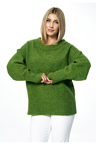 Figl Pulover supradimensionat pentru femei cu decolteu tip barcă, verde M882,...