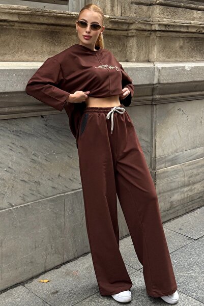 VAGGON Yazı Printed Casual Double Suit with Pocket Detail