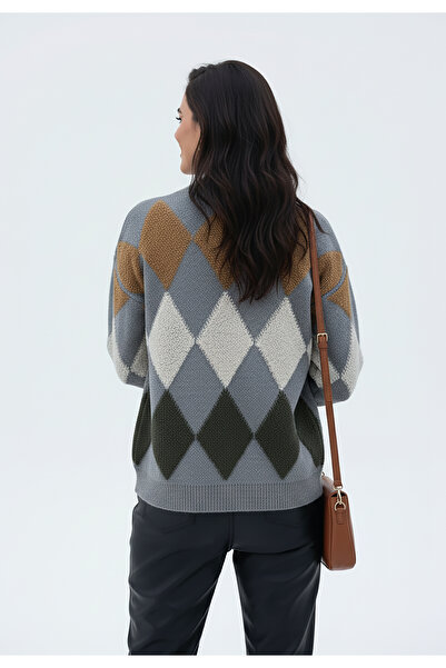 Figl Diamond sweater - Cardigan without closure - Gray sweater M1251 size S