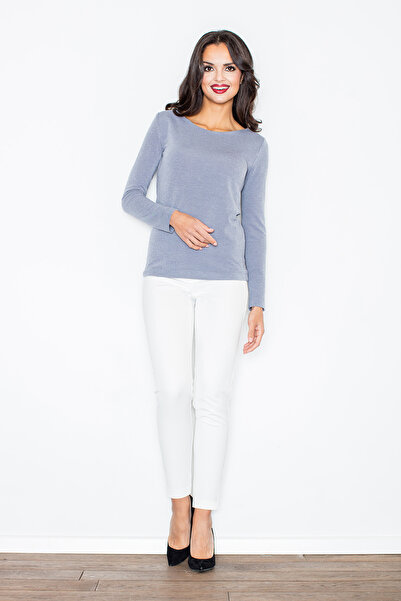 Figl Women's sweater with boat neck and ties at the back - Grey M244 Size XL