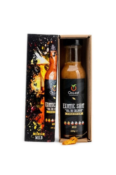 On Leaf Exotic Shot Mild Hot Sauce, Heat 2/6, with Carolina Reaper, On Leaf, 280 g