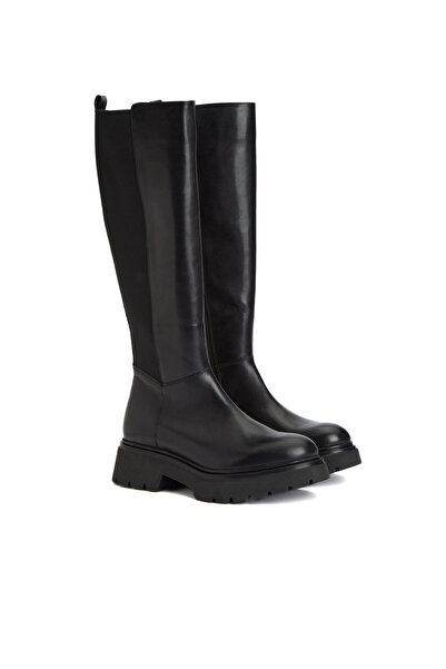 Dıvarese Siyah Kadın Deri Çizme