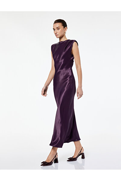 Koton Rochie lungă din satin, fără mâneci, cu decolteu rotund, din pernițe pentru umeri piese
