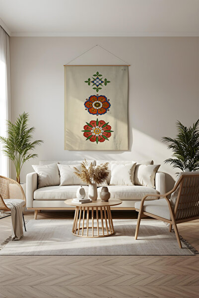 Etnik Dekor Traditional Motif Cinnamon Floral Wall Cloth