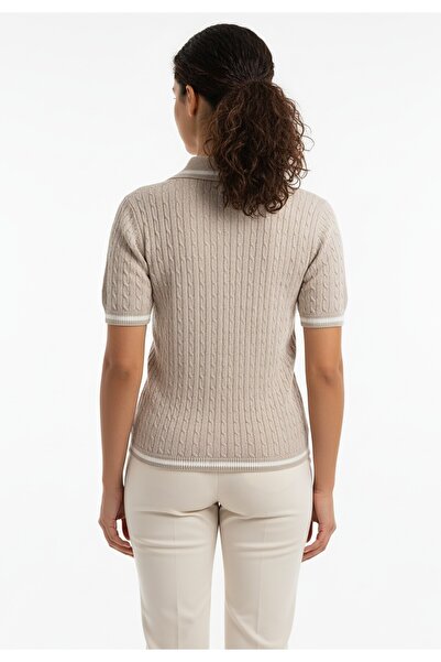 Figl Women's polo shirt - Sweater with collar - Beige sweater M1268 size S
