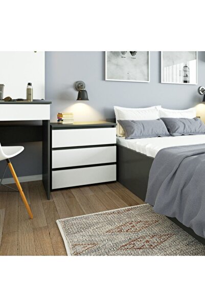 SERSIMO Chest of drawers with 3 drawers, 16 mm laminated chipboard, 60x35x57 cm, grey and white