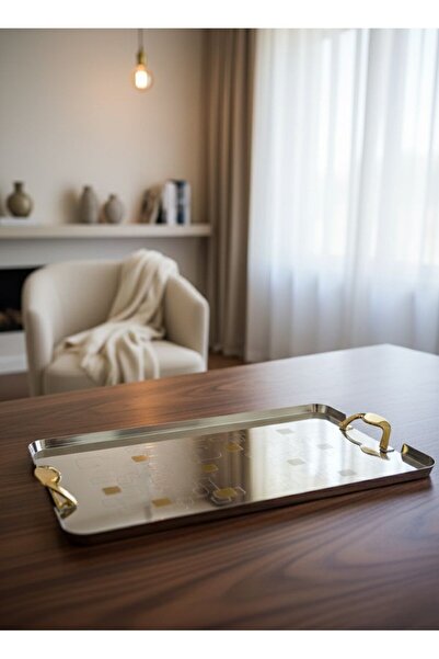 Alamtiaz A new and elegant design steel serving tray set
