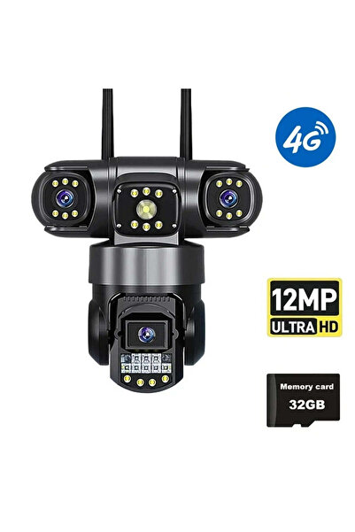 V380 Pro 4G Surveillance Camera with SIM, 10x Optical Zoom, 3 Lenses, 12MP, PTZ, 8K, Color Night Vision