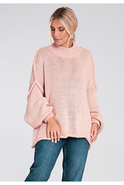 Figl Women's turtleneck sweater - Women's thick sweater - Pink sweater M1238 size XL