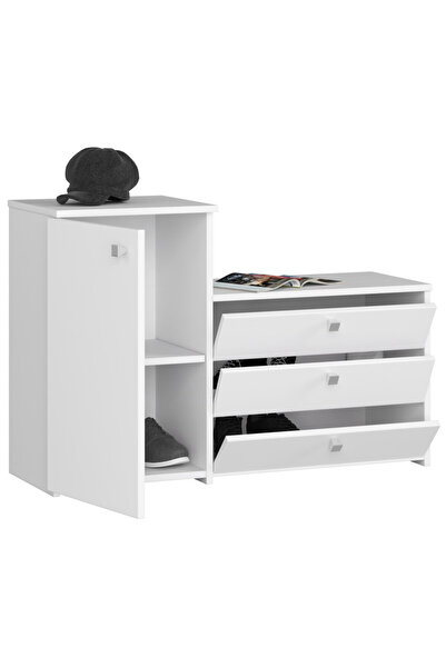 SERSIMO Shoe cabinet S16 with chest of drawers, 3 folding levels, 16 mm laminated , 98x33x67 cm, white