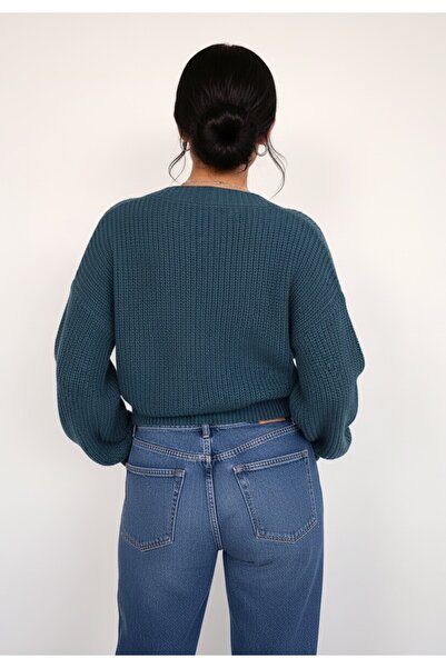 Figl Cardigan with buttons - Warm cardigan - Blue cardigan M1263 size M