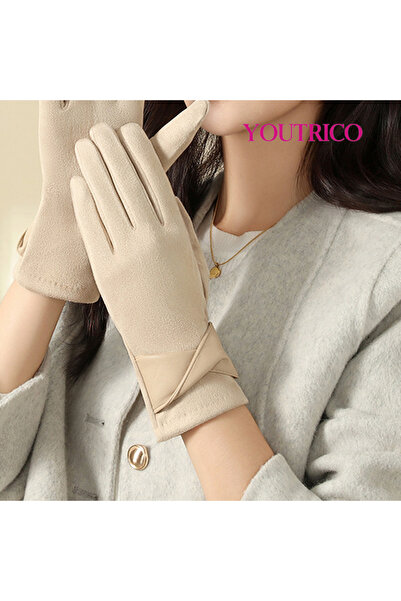 Youtrico قفازات شتوية دافئة من جلد الغزال للنساء