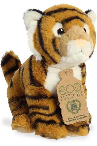 Aurora Eco Nation Bengal Tiger Plush Toy, Polyester, White, Animal