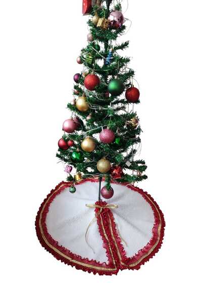 MODA NUR Yılbaşı Çam Ağacı Altı Örtüsü, Çam Ağacı Ayak Halısı Örtüsü, Beyaz R...