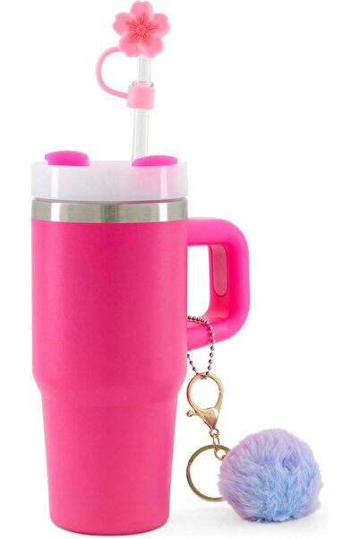 Generic Fulle DIY Customizable Kids Cup Set, 14oz (420ml), Pink, Includes Straw Stopper, Gems & Stickers, Ag