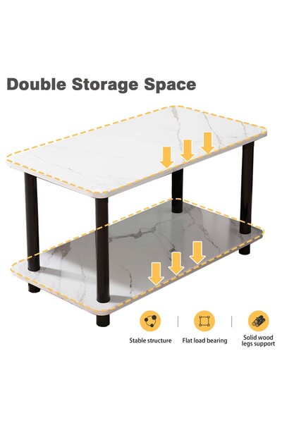 CHOIWIN Double-Layer Coffee Table (80x40x53cm) - Scratch/Water-Resistant Wooden Sofa Table with Large Deskto