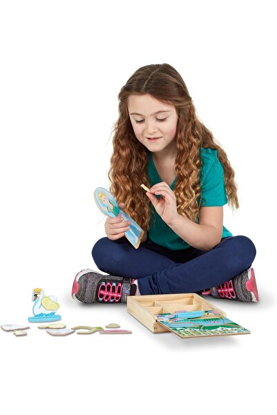 Melissa & Doug Magnetic Double-Sided Wooden Dress-Up Doll Set - Ballerina & Swan (52 Pieces)