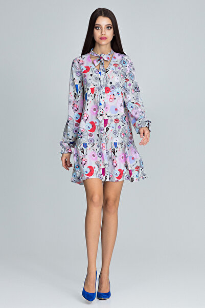 Figl Floral dress with bow at the neckline - M599 size S/M