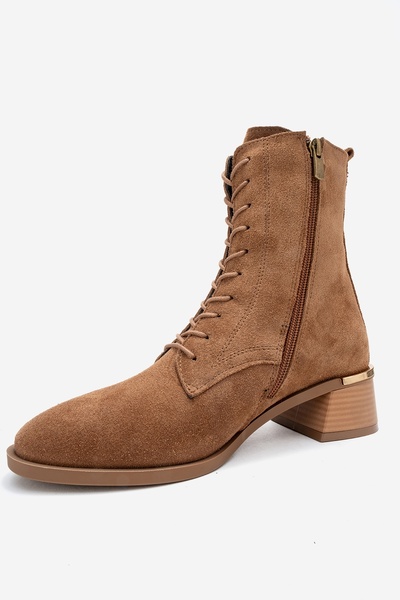 LuviShoes Γυναικείες μπότες με χοντρό τακούνι AVIA Toprak Suede Γνήσιο δέρμα Γνήσιο δέρμα