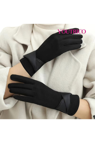 Youtrico قفازات شتوية دافئة من جلد الغزال للنساء