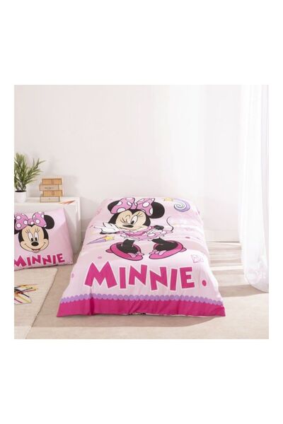 BabiesStore Bedding set, 100% cotton, 2 pieces, 140x200 cm, 65x65 cm, pink, Minnie Mouse