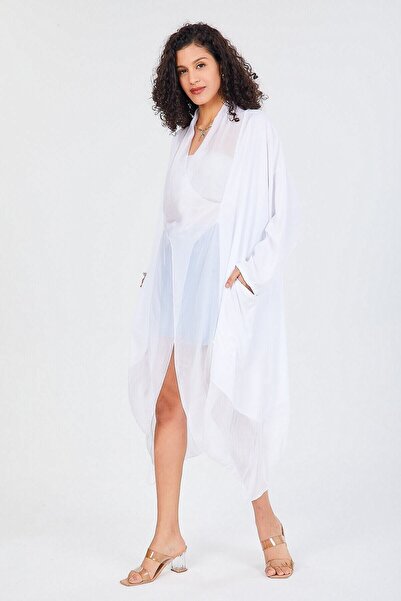 della moor Women's White Italian Silk Tulle Infinity Kaftan