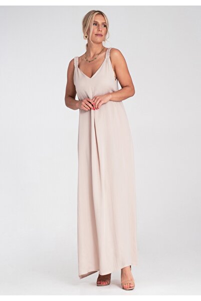 Figl Simple and elegant dress - Summer strap dress - Beige M1194 universal