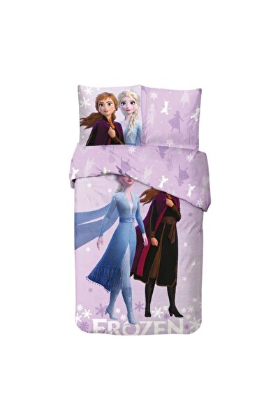 BabiesStore Bedding set, 100% cotton, 2 pieces, 140x200 cm, 65x65 cm, purple, Happy, Frozen, Ana and Elsa