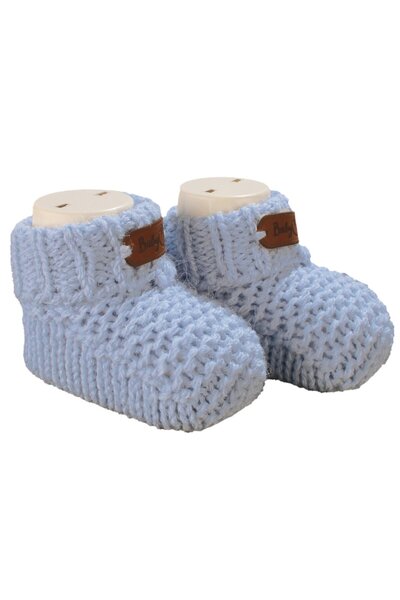 bebegen أحذية تريكو جلدية زرقاء للجنسين من عمر 0-6 أشهر